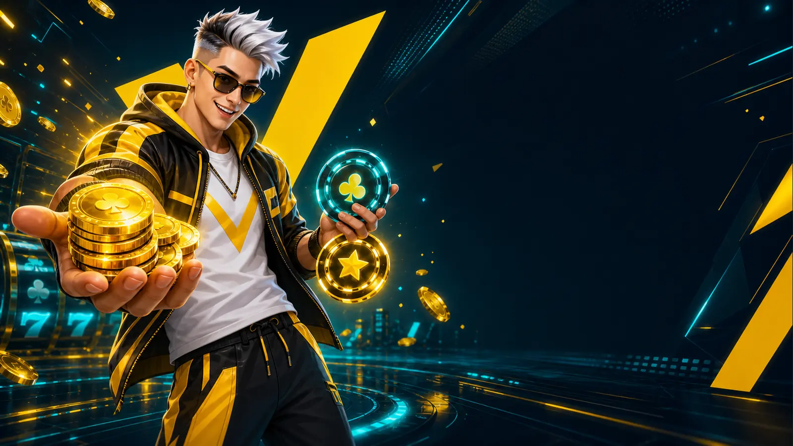 Banner de promoções PlayBaze com moedas e rodadas grátis