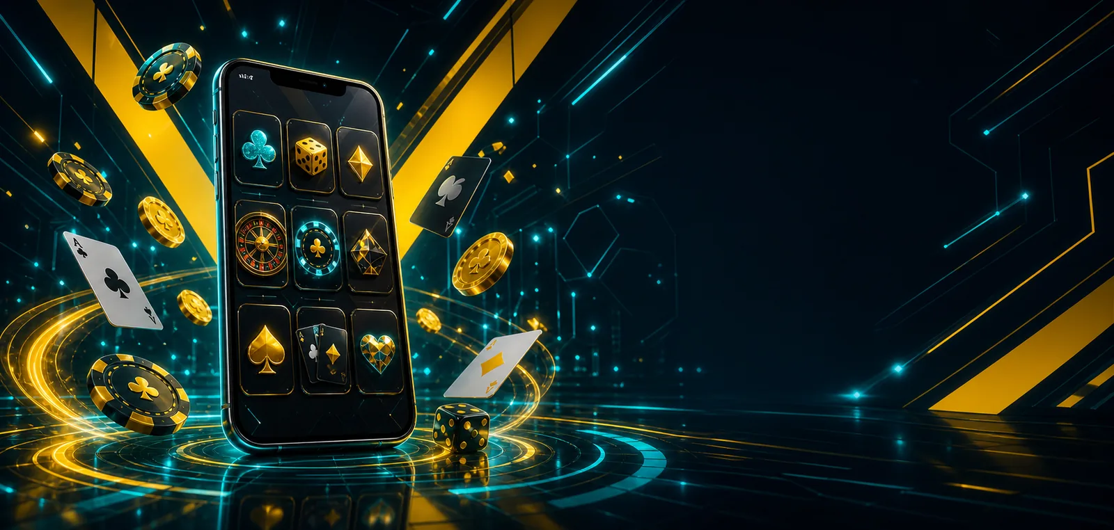 Banner App PlayBaze com smartphone e fichas
