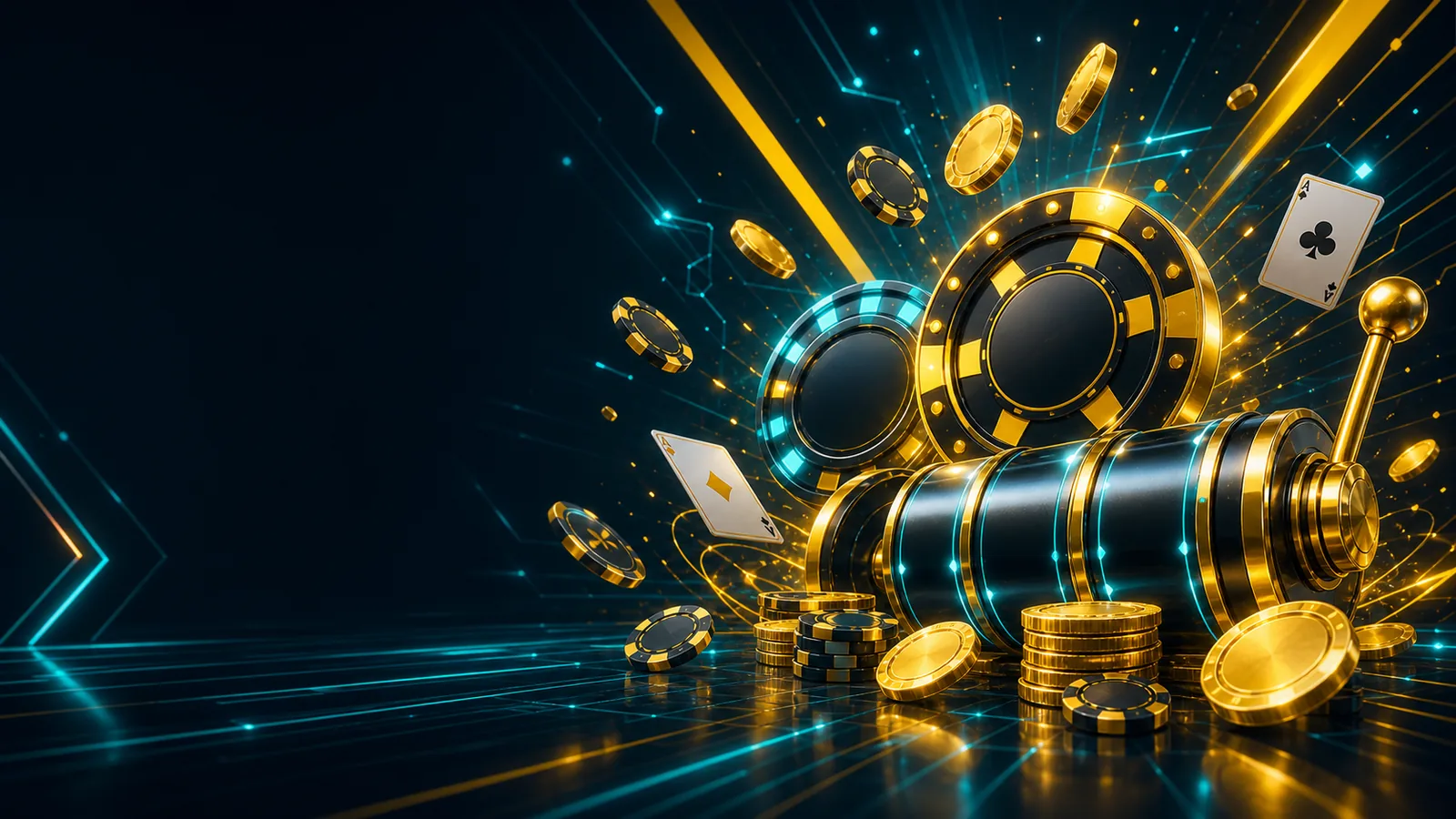 Banner de rodadas grátis PlayBaze com rolos e moedas