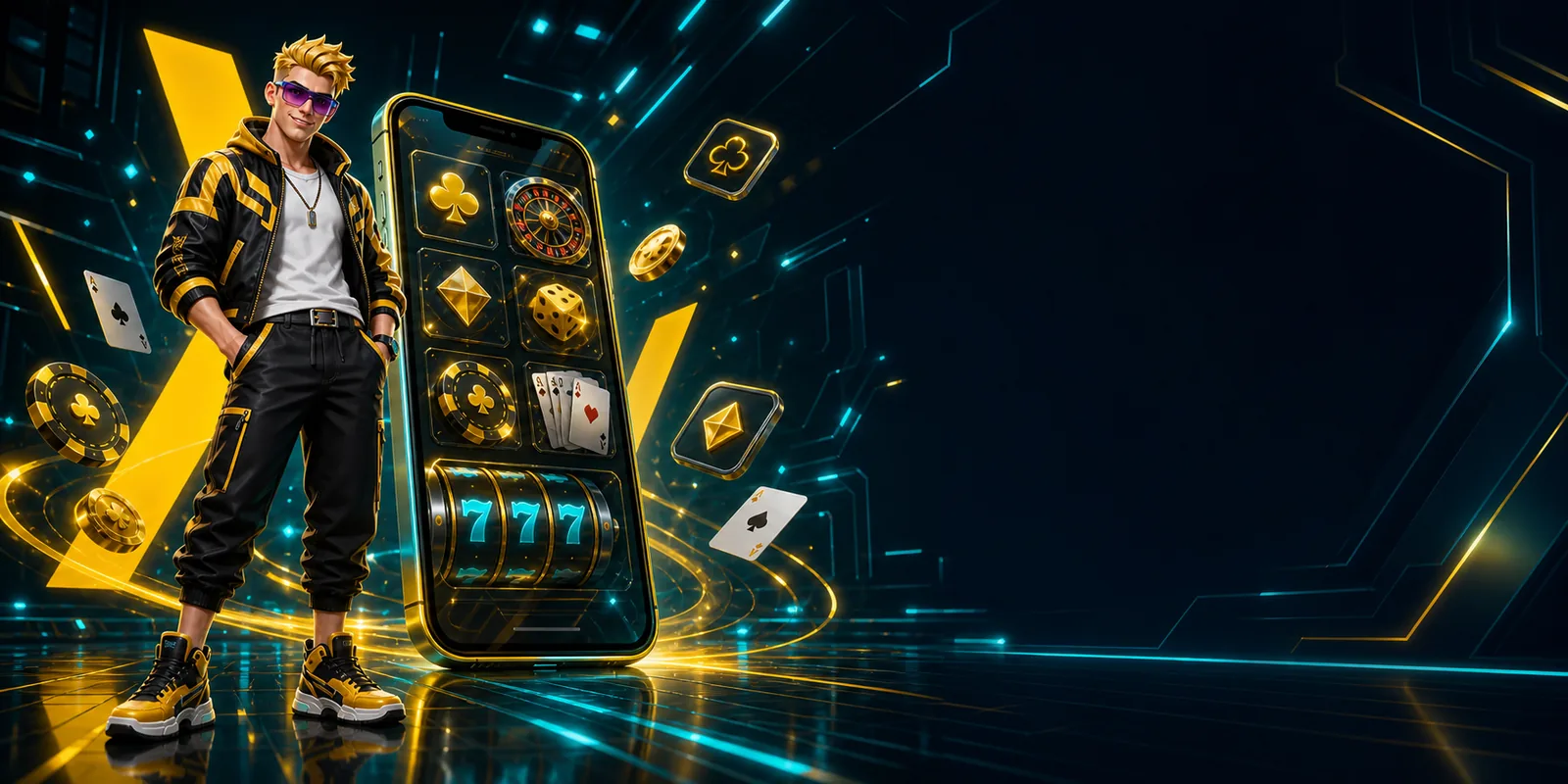 Banner móvel PlayBaze com smartphone e jogos de casino